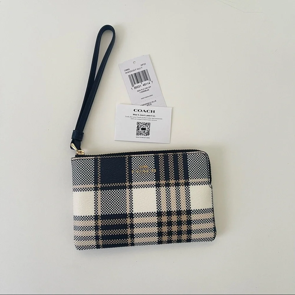 Lot / Set Of 3 Coach Plaid Pieces / Backpack, Crossbody & Wristlet/ New With Tag - Picture 6 of 16